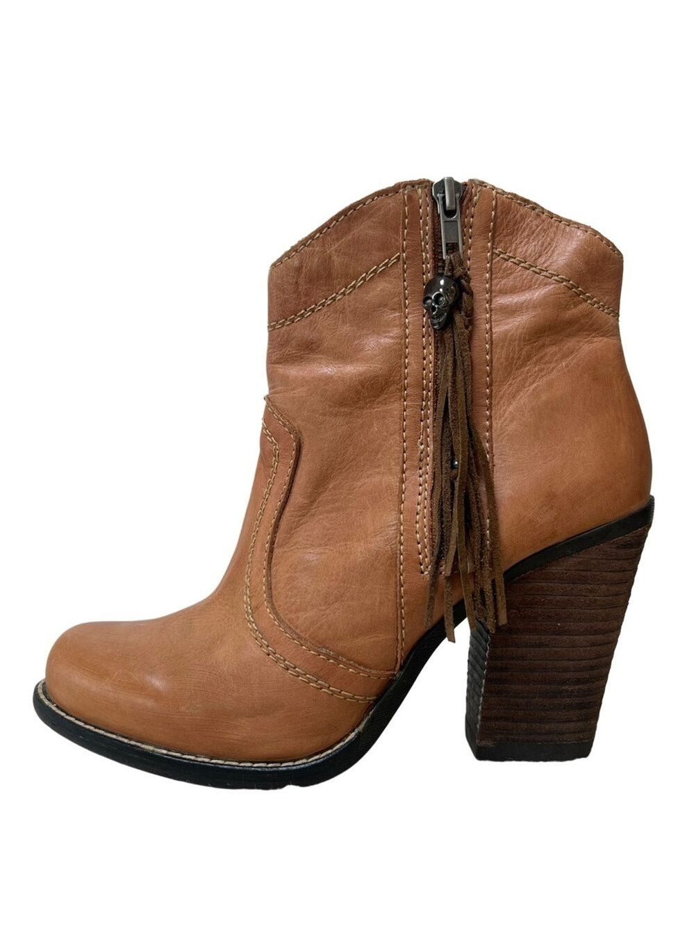 Kelsi Dagger Caramel Brown Western Style Ankle Boots - Size 7
